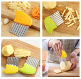 2pc Crinkle Cutter Wavy Chopper Knife - Slicer Helper  Stainless-Steel French Fries Cutter for Vegetable Potato Cucumber Carrots In Australia - Darrahopens