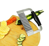 Crinkle Cutter Stainless Steel Potato Slicer Heavy Duty Wavy Crinkle Cutting Chopping Tools with Comfortable Handle