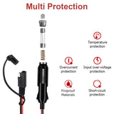 2pc Cigarette Lighter Male Plug to Pin Quick Release Disconnect Connector Plug Adapter Extension Charging Cable with Fuse and Light