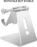 Adjustable Cell Phone Stand,  Aluminum Desktop Cellphone Stand with Anti-Slip Base and Convenient Charging Port