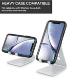 Adjustable Cell Phone Stand,  Aluminum Desktop Cellphone Stand with Anti-Slip Base and Convenient Charging Port