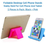 2pc Adjustable Foldable Cell Phone Stand for Desk, Compatible with Most Smartphones and Tablets, Anti-Slip Rubber Base for Stability