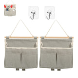 2Pcs Over Door Hanging Storage Bags Wall Mount Hangable Organizer， Waterproof Linen Cotton Fabric Living Room Bedroom Bathroom In Australia - Darrahopens