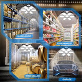 2 pc Garage Lights,Deformable Garage Ceiling Light with Multi-Position Panels, Shop Light for Garage, High Bay Light Support Socket In Australia - Darrahopens