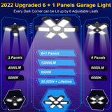 2 pc Garage Lights,Deformable Garage Ceiling Light with Multi-Position Panels, Shop Light for Garage, High Bay Light Support Socket In Australia - Darrahopens