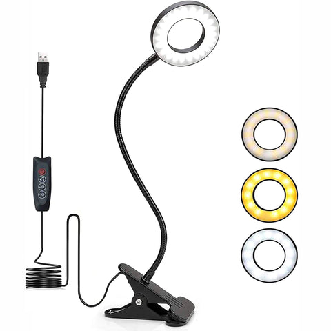 Desk Lamp Clip on Light, Lamp with  Color Modes Brightness Levels, Flexible Gooseneck Eye Protection Bed Night Light for Reading In Australia - Darrahopens