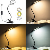 Desk Lamp Clip on Light, Lamp with  Color Modes Brightness Levels, Flexible Gooseneck Eye Protection Bed Night Light for Reading In Australia - Darrahopens