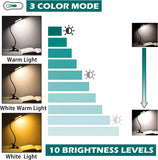 Desk Lamp Clip on Light, Lamp with  Color Modes Brightness Levels, Flexible Gooseneck Eye Protection Bed Night Light for Reading