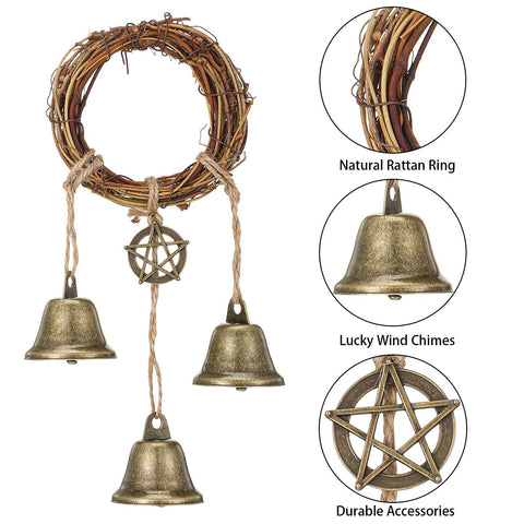 2pc  Witch Bells Protection Door Hangers Witch Wind Chimes Wreath Handmade Hanging Witch Bells Wiccan Magic Wind Chimes In Australia - Darrahopens