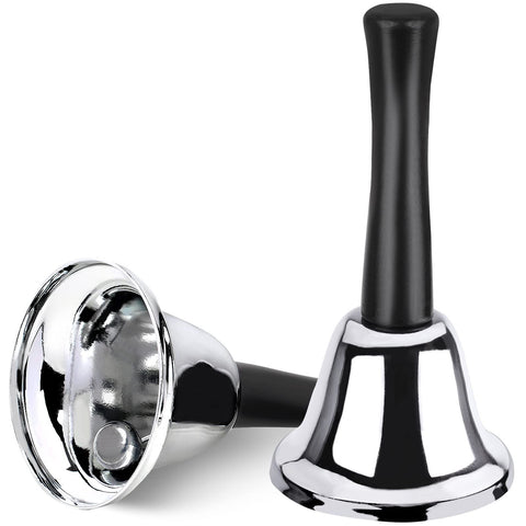 2 pc Hand Bell,  Ringing Bell with Handle, Dinner Bells for Inside Classroom Bell, for Food Line, Alarm, Jingles, Ringing (Silver) In Australia - Darrahopens