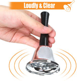 2 pc Hand Bell,  Ringing Bell with Handle, Dinner Bells for Inside Classroom Bell, for Food Line, Alarm, Jingles, Ringing (Silver)