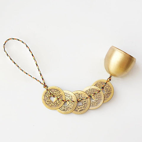 Bell Hanging Bell Good Luck Bell Chinese Feng Shui Bell with Coins for Wealth and Healthy Home Hanging Pendant Wind Chime In Australia - Darrahopens