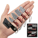 4pc Damascus Pocket Knife Set Mini Chef Knife Knife Set Tiny Knife Cleaver for Package Opener Box Cutter In Australia - Darrahopens