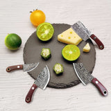 4pc Damascus Pocket Knife Set Mini Chef Knife Knife Set Tiny Knife Cleaver for Package Opener Box Cutter In Australia - Darrahopens