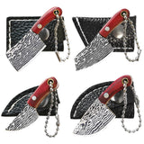 4pc Damascus Pocket Knife Set Mini Chef Knife Knife Set Tiny Knife Cleaver for Package Opener Box Cutter In Australia - Darrahopens