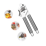 Stainless Steel Can Opener  Manual Can Opener Multifunctional Stainless Steel Bottle Opener Manual Kitchen Tool Silver White