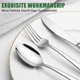 5 Piece Silverware Stainless Steel Flatware Set, Cutlery Set Utensils Include Forks Spoons Knives, Mirror Polished Tableware Set