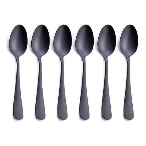 6pc Matte Black Dinner Spoon, Stainless Steel Satin Finish Silverware Flatware Spoon Set, Service for , Dishwasher Safe In Australia - Darrahopens
