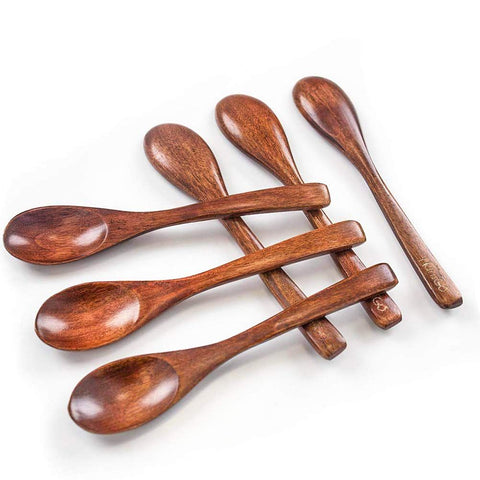 6pc Small Wooden Spoons, Small Soup Spoons Serving Spoons Wooden Teaspoon for Coffee Tea Jam Bath Salts In Australia - Darrahopens