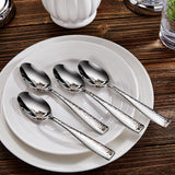 4pc Premium Hammered Spoons Set,  Stainless Steel, Set of , Fine Spoon Set with Squared Edge, Dishwasher Safe In Australia - Darrahopens