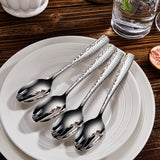 4pc Premium Hammered Spoons Set,  Stainless Steel, Set of , Fine Spoon Set with Squared Edge, Dishwasher Safe In Australia - Darrahopens