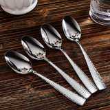 4pc Premium Hammered Spoons Set,  Stainless Steel, Set of , Fine Spoon Set with Squared Edge, Dishwasher Safe In Australia - Darrahopens