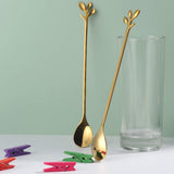 10pc Stainless Steel Gold Leaf Coffee Spoon-Creative Tableware Dessert Spoons, Stirring, Mixing, Sugar, Teaspoon Set In Australia - Darrahopens