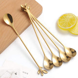 10pc Stainless Steel Gold Leaf Coffee Spoon-Creative Tableware Dessert Spoons, Stirring, Mixing, Sugar, Teaspoon Set In Australia - Darrahopens