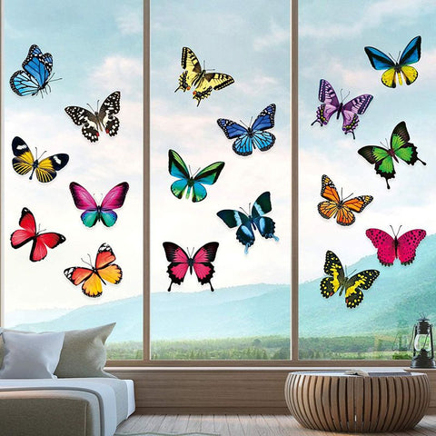 Colorful Butterfly Window Clings Double-Sided Anti-Collision Window Decals to Prevent Bird Strikes on Window Glass Non-Adhesive