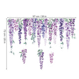 Purple Hanging Vine Double Sided Window Clings Wisteria Flower Leaf Window Decals Anti-Collision Glass Doors Window Stickers In Australia - Darrahopens