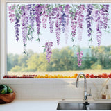 Purple Hanging Vine Double Sided Window Clings Wisteria Flower Leaf Window Decals Anti-Collision Glass Doors Window Stickers In Australia - Darrahopens