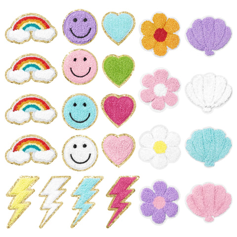Self Adhesive Chenille Patches Colorful Cute Chenille Embroidered Patches Glitter Chenille Patches Sticker Applique for Clothing In Australia - Darrahopens