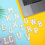 2 Pieces Chenille Letter Patches Self Adhesive Sets of Letter Patches Sticker with Gold Glitter for Backpacks Hat Clothes Notebook