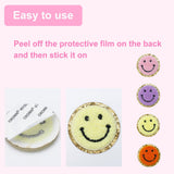 6pc Embroidered Patches Colorful Smile Face Self Adhesive Chenille Gold Glitters Sticker Sew on for Cothing Jackets Jeans
