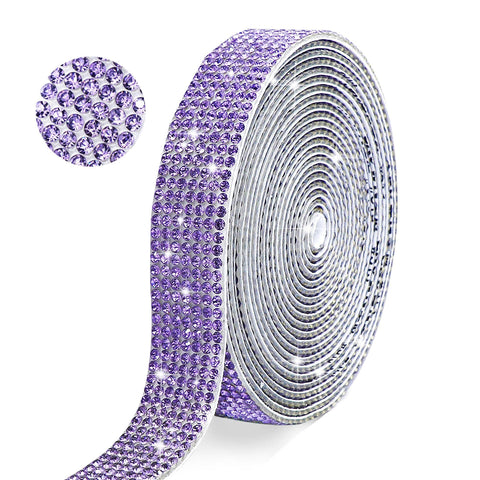 Self Adhesive Purple Crystal Rhinestone Ribbon Strips, Yards Diamond Ribbon Bling Rhinestone Sticker with Rhinestone In Australia - Darrahopens