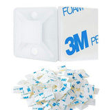100pc Back-Glue Self Adhesive White Strong Cable Zip Tie Mounts  with Ties, Screws, Outdoor Sticky Wire Fasteners Cable