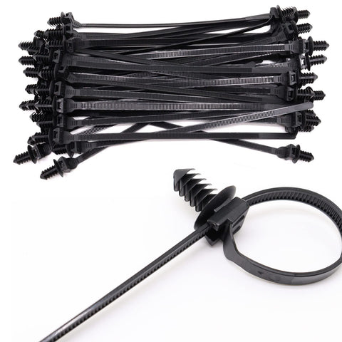 50 Pcs Cable Zip Tie, Heavy Duty Nylon Push Mount Self Locking Assortment Black Black Heavy Duty Zip Ties, Strength