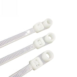 Mounting Hole Cable Ties  - Nail Screw Wire Hole Zip Tie ( Clear/Natural)  Fixed head strap screw hole and white strap hole strap