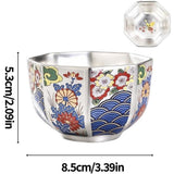 Chinese Gongfu Tea Cup,5.58oz Ceramic Teacups with Silver Inner, Traditional Chinese Kung Fu Tea Master Cup,Enamel Floral Water Cups Drinking Cup for Tea Ceremony, Premium Teas Lover Gift