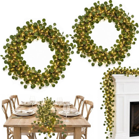 2Pcs  Faux Vine Lights Artificial Greenery Garlands, Vines with Fairy Lights for Fireplace, Table, Wedding, Home Décor In Australia - Darrahopens