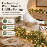 2Pcs  Faux Vine Lights Artificial Greenery Garlands, Vines with Fairy Lights for Fireplace, Table, Wedding, Home Décor