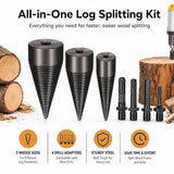 Firewood Auger for Drill,Firewood Auger Bit,Auger Firewood Splitter Replacement Tip,Firewood Splitter Drill Bit, 32mm 42mm Wood Log Drill Bit Steel Firewood Splitter Wood Splitting Screw Cone