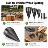 Firewood Auger for Drill,Firewood Auger Bit,Auger Firewood Splitter Replacement Tip,Firewood Splitter Drill Bit, 32mm 42mm Wood Log Drill Bit Steel Firewood Splitter Wood Splitting Screw Cone