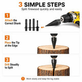 Firewood Auger for Drill,Firewood Auger Bit,Auger Firewood Splitter Replacement Tip,Firewood Splitter Drill Bit, 32mm 42mm Wood Log Drill Bit Steel Firewood Splitter Wood Splitting Screw Cone