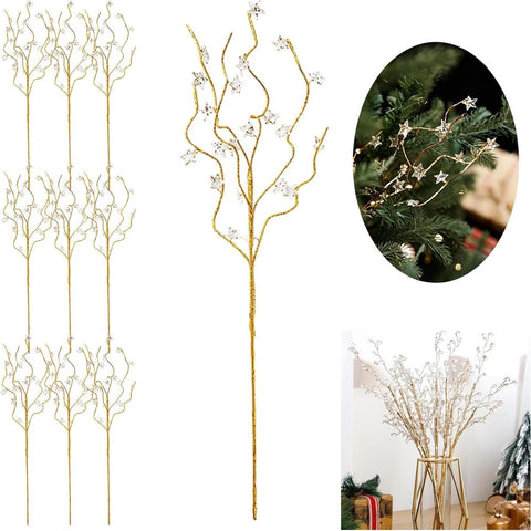 10PCS Crystal Picks for Christmas Tree, Clear Beaded Branch Set with Flexible Stems for Wreaths Garlands Centerpieces and Vases In Australia - Darrahopens