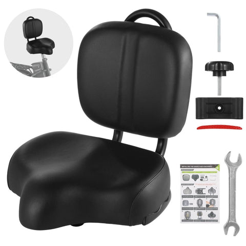 Bike Seat with Backrest, Oversized Bicycle Saddle with Back Support, Wide Bike Padded PU Cushion Saddle, Universal Saddle Replacement for Tricycle, Height Adjustable In Australia - Darrahopens