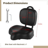 Bike Seat with Backrest, Oversized Bicycle Saddle with Back Support, Wide Bike Padded PU Cushion Saddle, Universal Saddle Replacement for Tricycle, Height Adjustable In Australia - Darrahopens