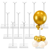 10PCS Clear Acrylic Balloon Stand Set, 15.7" Table Balloon Stand with Square Base, Reusable Balloon Centerpieces for Tables, Party Wedding Decorations