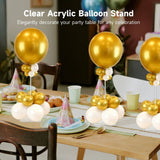 10PCS Clear Acrylic Balloon Stand Set, 15.7" Table Balloon Stand with Square Base, Reusable Balloon Centerpieces for Tables, Party Wedding Decorations