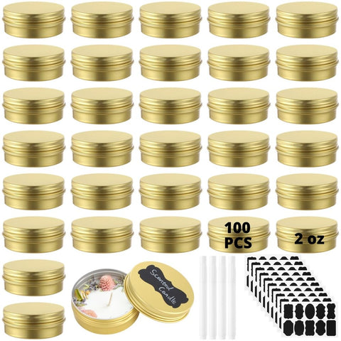 100PCS Small Aluminum Cans, 2oz Metal Round Tins, 60ml Metal Container with Screw Lid, DIY Candle Making Jar, Refillable Cans for Lotion Bars, Balms, Salves, Spices, Tea Leaves, Beads In Australia - Darrahopens